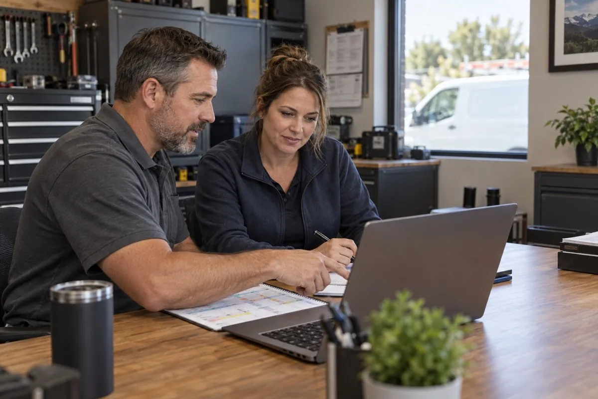 Illustrative HVAC team planning its service schedule